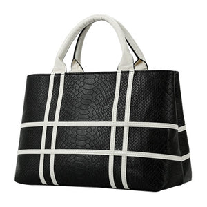 Crocodile branded tote women shoulder block bags - D'FashionEden